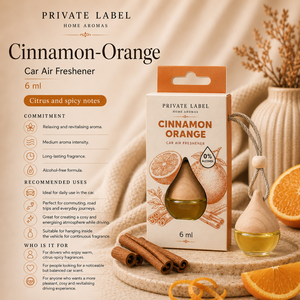 Désodorisant pour voiture à la cannelle et à l'orange, marque privée, 6 ml, OEM |   Parfum de voiture sans alcool |   Espagne UE - Product Image 3