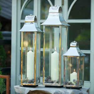 2025 Hot Selling Set of 3 Tall <b>Large</b> Metal Stainless Steel Candle Holder <b>Lanterns</b> for Indoor/<b>Outdoor</b> Floor <b>Lanterns</b> - Product Image 3