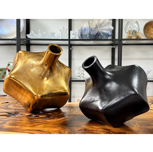 Black and <b>Gold</b> Geometric Metal <b>Vase</b> with Decorative Aluminum <b>Vase</b> and Elegant Matte Finish for Luxury Home & Office Decor - Product Image 4