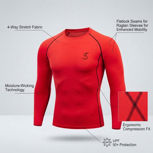 Camiseta de compresión profesional de manga larga para uso en exteriores, ropa de entrenamiento transpirable de secado rápido para hombres - Product Image 5