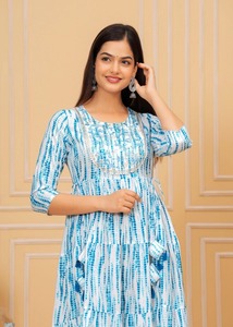 Vestido hasta la rodilla con estampado floral de algodón indio hecho a mano, ropa de fiesta elegante para mujer, boda, viaje de verano, cintura Natural - Product Image 4