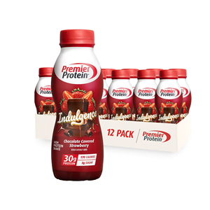 Batido de Proteína Premier INDULGENCE, Fresa Cubierta de Chocolate, 30 g de Proteína, 170 Calorías, 3 g de Azúcar, 11.5 fl oz, Paquete de 12 - Product Image 1