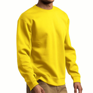 Sweat-shirt en tissu doux de couleur jaune foncé sur mesure, poids lourd, en coton mélangé, respirant, pour hommes - Product Image 4