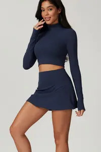 Logotipo personalizado Diseños personalizados Impresión Falda para mujer Falda Estilo de sol Imprimir Mujeres baratas Faldas de cintura alta en colores sólidos - Product Image 3