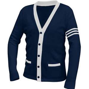 Pulls pour femmes à rayures universitaires personnalisés AKA, cardigan en tricot pour sororité et fraternité, col en V, couleurs unies, logo grec, décontracté d'hiver - Product Image 4