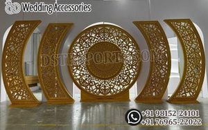 Imperial Arabian Night Theme Metal <b>Backdrop</b> Screens Elegant Muslim Nikah Stage Metal Arches Elegant Gold Finish Laser Cut <b>Frame</b> - Product Image 2