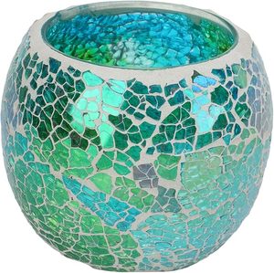 Porte-bougie en mosaïque artisanal écologique unique, carreaux de verre colorés pour une décoration de Noël audacieuse, prix très bas, HF CRAFTS - Product Image 1