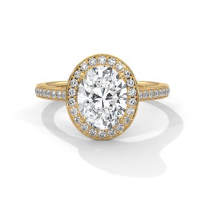 2.0ct Oval Cut Moissanite Halo <b>Solitaire</b> <b>Ring</b> with Pave Set Band 925 Sterling <b>Silver</b> - Product Image 2