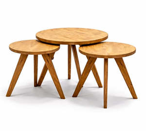 Ensemble de 3 tables gigognes en bois, design moderne et minimaliste, ensemble de tables d'appoint multifonctionnelles - Product Image 1