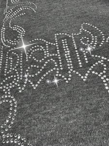 เสื้อฮู้ดซิปแบบมีซิปเต็มตัว ตกแต่งด้วยคริสตัล  ทรงโอเวอร์ไซส์ ผ้าฟลีซ อุ่นสบาย สไตล์สตรีทแวร์  รับผลิตแบบ OEM - Product Image 6