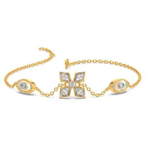 Bracelet en or véritable 14K avec diamants cultivés en laboratoire Bracelet délicat en or blanc Bracelet cadeau réglable pour femme - Product Image 1