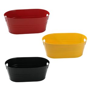 Cubo de hielo de botella enfriadora de vino de hierro galvanizado de Color amarillo con mango forma ovalada para artículos de Bar fiesta champán cubo de hielo - Product Image 2