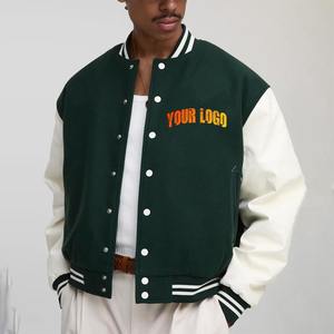 Nouveau arrivé 2025 100% veste d'université en laine de coton pour hommes couleur bloc lourd surdimensionné confortable homme varsity veste - Product Image 4