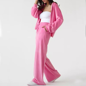 Winter Vintage Embroidered Long Drop Shoulder 2 Piece <b>Set</b> Joggers Pants Sweatshirt Sweatpants Blank Hoodies Oversized Cuffs - Product Image 5