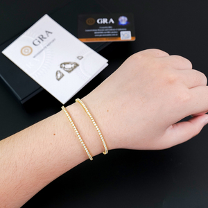 Bracelet Tennis en Argent Sterling 925 Plaqué Or avec Moissanite, Style Hip Hop, Idéal pour Mariage et Fêtes, Bijou Chaîne Fine et Maillons - Product Image 1