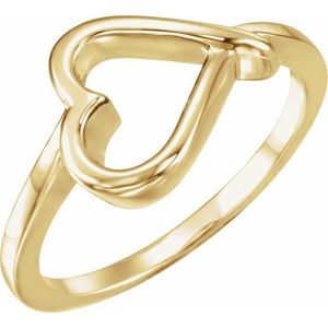 Bague Solitaire Cœur Ouvert en Or Jaune 18K Stuller, Bague de Fiançailles Ajustable Tendance avec Sertissage Incrusté Modèle 50694:100004P - Product Image 1