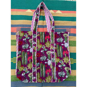 Bolso Tote Reversible de Terciopelo y Algodón Acolchado Estilo Boho Chic, Grande, Ecológico y Sostenible, para Compras, Playa, Fin de Semana, Color Ocre PC - Product Image 3