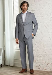 Venta al por mayor de alta calidad de los hombres de dos piezas traje de boda de moda de los hombres Delgado Color sólido de la oficina de negocios Traje de talla grande - Product Image 2