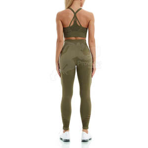 Gimnasio de alta calidad Fitness Conjunto de yoga sin costuras Mujeres 2 piezas Conjunto de yoga sin costuras Deportes Gimnasio Desgaste Conjunto de yoga - Product Image 4