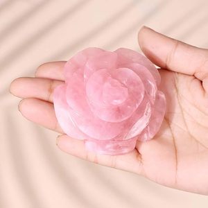 Meilleure vente de gros cristal naturel sculpture Rose fleur cristal Rose Quartz sculpté à la main fleur pour cadeaux à vendre - Product Image 2