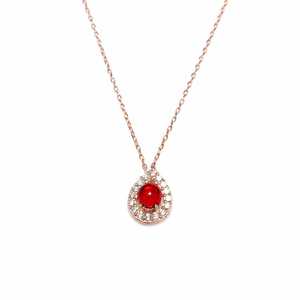 Colgante de Oro Rosa de Plata de Ley 925 con Rubí, Joyería de Platino Hecha a Mano con Engaste de Bisel, Colgantes con Tecnología de Incrustación - Product Image 4