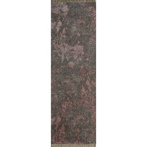 Entropy Grey & Black Hand Knotted Wool & Silk Carpet Floral & Abstract Pattern Anti-Slip & <b>Washable</b> for Teens Floor Use - Product Image 1