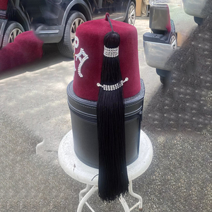 Fez en feutre de laine marron vintage orné de bijoux, avec des épingles sur le pompon, pour les francs-maçons, chapeau maçonnique de haute qualité, personnalisé, meilleure vente - Product Image 4