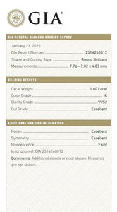 Bijoux B2B GIA Certifié Lâche Diamant Blanc 2.00 CT Naturel rond J Couleur FL FLOW Pureté EX Coupe Polishedd - Product Image 3