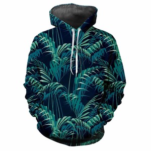 Sudadera con capucha de manga larga informal para hombre de moda con estampado de flores y plantas digitales de tela gruesa para invierno - Product Image 1