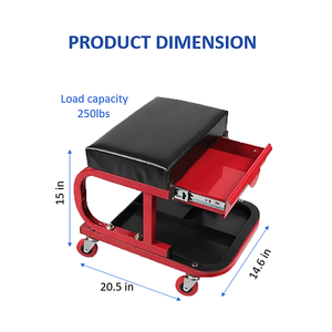 Heavy Duty Rolling Workshop Creeper Seat Stool with Padded <b>Cushion</b>, Built-In Drawer, Tool <b>Tray</b> & 360° Swivel Casters GAPGAR033 - Product Image 2