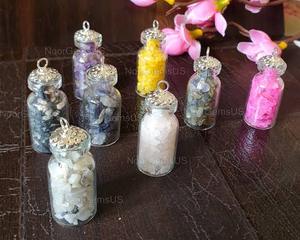 Pendule Pendentif Cristal Quartz Pierres Pendentifs Cadeau Décoratif Avec Chaîne Améthyste Bouteille - Product Image 1