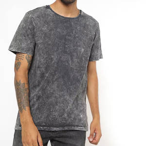 Vintage Lightweight Acid Wash T-<b>Shirt</b> for Men <b>Quilted</b> 100% Cotton Short Sleeve Breathable Letter Pattern Worested Fabric - Product Image 1