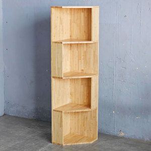 Étagère d'angle murale en bois naturel à 4 niveaux KGT68016, étagère de rangement en métal pour salon, salle de bain, cuisine, usage décoratif à domicile - Product Image 3