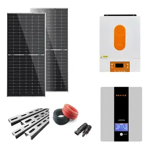 Panel surya sistem daya tenaga surya off grid 4000W harga pabrik dengan baterai lithium LiFePO4 dan inverter tenaga surya