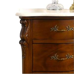 โต๊ะข้างเตียงไม้สักทำมือ 3 ลิ้นชัก หน้าท็อปหินอ่อน ดีไซน์โบราณแบบดั้งเดิม เป็นมิตรกับสิ่งแวดล้อม ทนทาน เฟอร์นิเจอร์ห้องนอน - Product Image 2