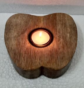 Manufacturer-Handmade Wooden Apple-Shaped <b>Tea</b> <b>Light</b> Candle Stand for <b>Christmas</b> Home Decoration Elegant Wood Candle Holder - Product Image 1