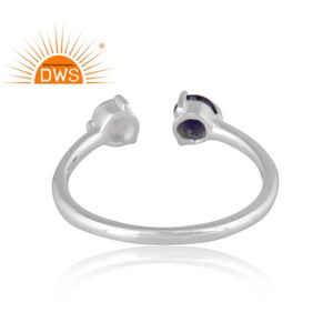 แหวนอความารีนและอัญมณี iolite 925อัญมณีปรับได้เป็นของขวัญสำหรับผู้หญิงดีไซน์ล่าสุด - Product Image 5