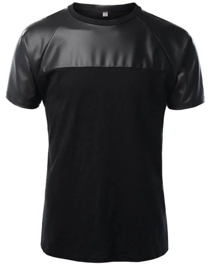 नवीनतम डिजाइन उच्च गुणवत्ता के चमड़े चिथड़े चमड़ा बांह की टी शर्ट हे गर्दन आधा आस्तीन थोक के साथ 2022 लड़कों के लिए