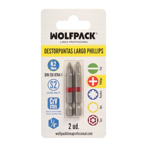 Destorpuntas Largos Phillips N. 2 (2 Pezzi) Acciaio S2 al Cromo Vanadio - Product Image 3