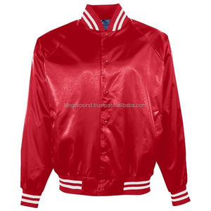 Chaqueta Varsity Corta Unisex Roja de Diseño Nuevo 2024, Transpirable, Estilo Woodland, 100% Poliéster Satinado, Tipo Bomber, con Botones, para Invierno - Product Image 1