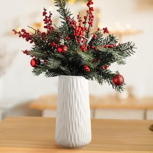 Vases à fleurs de couleur blanche au design antique Style Art déco en céramique pour herbe de pampa et fleurs séchées pour la décoration de sol - Product Image 4