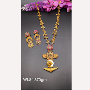 Bijoux en argent sterling 925 plaqué or ensemble de mariée collier ensemble femmes bijoux bijoux ethniques indiens boucles d'oreilles Jadau traditionnelles - Product Image 2