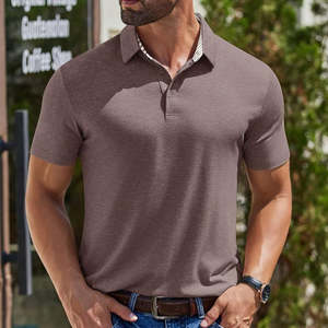 Chemises polo respirantes en coton 100% à manches courtes, taille plus, logo brodé personnalisé, uniforme de golf pour hommes, couleur unie - Product Image 2