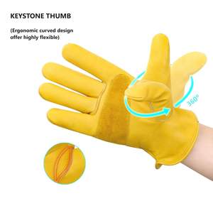 Gants de travail en cuir de vachette de haute qualité pour hommes et femmes gants de jardinage durables renforcés poignées résistant aux perforations et aux coupures - Product Image 3