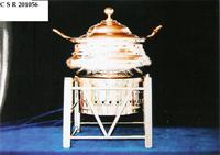 Chaffing-chairs de qualité supérieure en acier inoxydable en combinaison or et argent avec support coulé en acier laiton