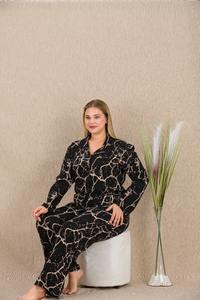 Pijamas de Viscosa de Lujo para Mujer, Tallas Grandes, Conjunto de Ropa de Dormir con Botones, Fabricación Turca, Alta Calidad, Ropa de Estar por Casa de Talla Grande - Product Image 5