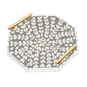 Bandejas de nácar para servir con dos asas, bandejas de exhibición de chocolate nácar, decoración de Ramadán Eid Mubarak - Product Image 4