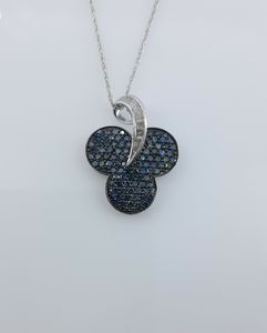 Collier pendentif chaîne à maillons en argent sterling avec diamants blancs et bleus naturels de 0,92 ct pour femme JEWELSPAARK, idéal pour mariage et fiançailles - Product Image 2