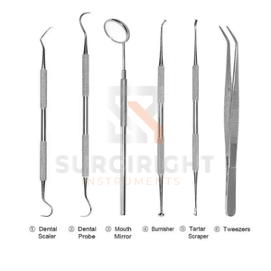 Surgiright, la mejor calidad, juegos de espejos dentales de acero inoxidable, juego de instrumentos de examen oral con mango, MOQ bajo, fuente de energía eléctrica - Product Image 4