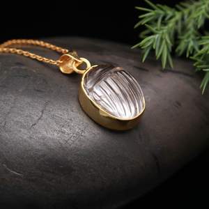 Colgante de escarabajo de cuarzo de cristal transparente Natural, Plata de ley hecha a mano, piedras preciosas curativas, regalo de joyería para mujer - Product Image 6
